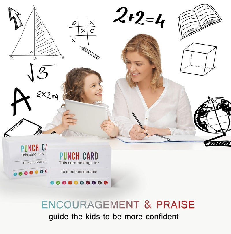 ONEDONE Punch Cards (Pack of 200) Reward Punch Cards for Classroom Behavior Incentive Awards for Kids Students Teachers Home Classroom School Business Loyalty Gift Card - 3.5" x 2" - Image 3